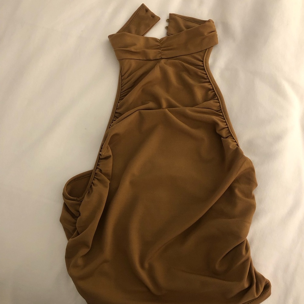 Camel high neck top